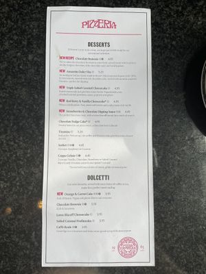 Dessert Menu  at Pizza Express - River House in York