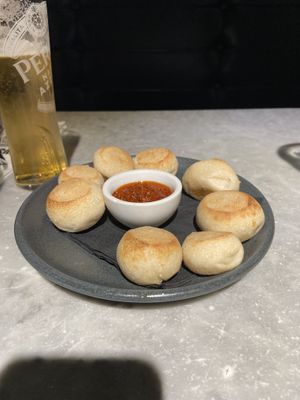 Vegan dough balls with tomato harissa at Pizza Express - Liverpool One in Liverpool
