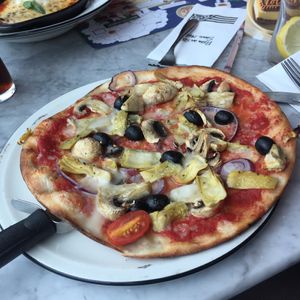 Veg pizza with vegan cheese  at Pizza Express - Liverpool One in Liverpool