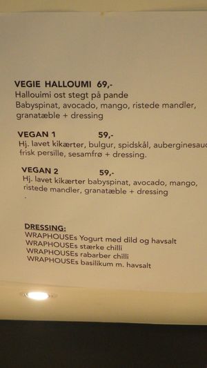 Vegan options at Wrap House in Copenhagen