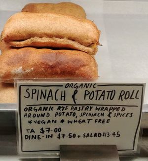 Spinach & potato roll at The Organic Food and Wine Deli in Melbourne