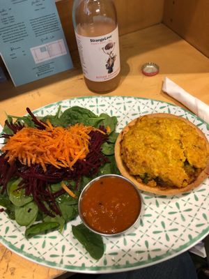Lentil veg pie w salad at The Organic Food and Wine Deli in Melbourne