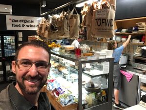 Plenty of savory food in the display at The Organic Food and Wine Deli in Melbourne