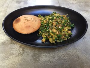Pumpkin and tofu pie with quinoa salad  at The Organic Food and Wine Deli in Melbourne