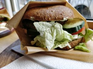 falafel burger at Green Life Cafe in Kazan
