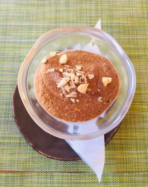 Carob & banana mouse  at Gaia Loja Restaurante in Rogil