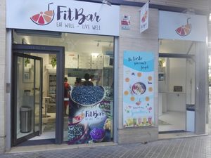Front of bar at FitBar - Poblenou in Barcelona