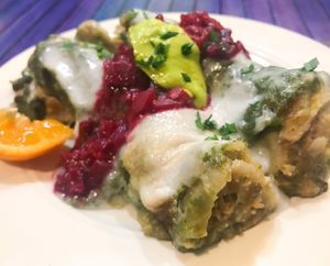 Amazing enchiladas made completely with from scratch with all organic, glutenfree, whole plants at OurPlace in Kapaa