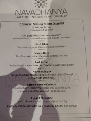 7 course tasting menu at Navadhanya in Cambridge