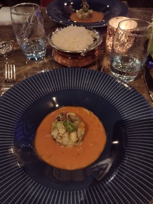 Khatte baingan at Navadhanya in Cambridge