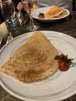 Third course (massala dosa)  at Navadhanya in Cambridge