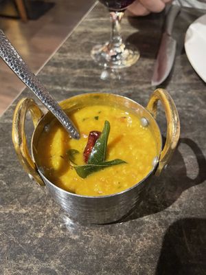 Sixth course (tarka dahl)  at Navadhanya in Cambridge