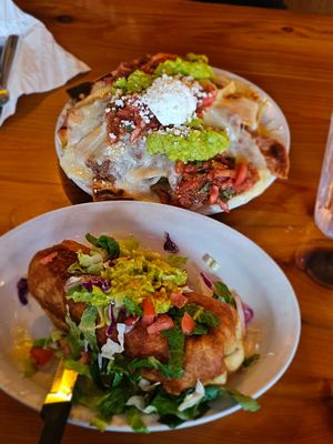 Vegetarian nachos and veggie chimichanga at Polli's in Makawao