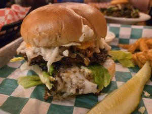 Vegan Dublin Down Burger at Harp and Hound in Ogden