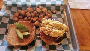 Vegan breakfast sandwich at Harp and Hound in Ogden
