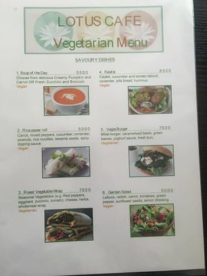 Menu at Lotus Cafe in Ulaanbaatar