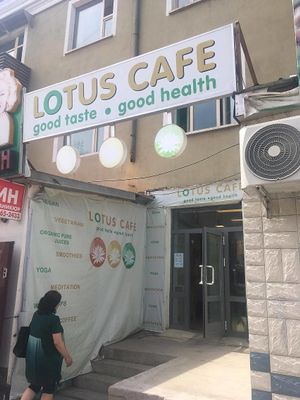 exteriour of the cafe at Lotus Cafe in Ulaanbaatar