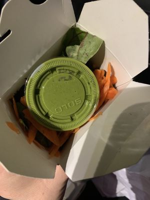 When you get the salad to go.  The dressing is so good!  at Fudenjuce in Nevada City