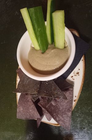 Complementary starter (dip not vegan) at Duke Restaurant in Mallorca