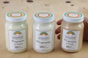 Conciencia Arcoíris 3 options of Vegan Mayo: Jalapeño, Natural and Chipotle. at Conciencia Arcoiris Productos Veganos Artesanales in Mexico City