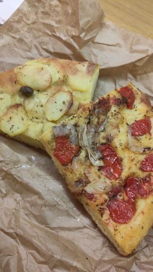 Potatoe Focaccia & Focaccia with onions at Antico Forno Santa Chiara in Altamura