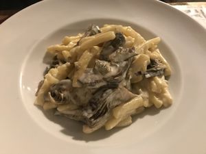 Pasta with artichokes and pecorino at Soul Kitchen in Genoa
