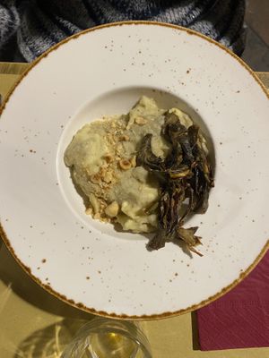 ravioli vegan topinambur affumicato   at Soul Kitchen in Genoa