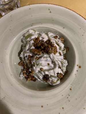 Tagliatelle di borragine, crema di ricotta di canapa e noci alla maggiorana  at Soul Kitchen in Genoa