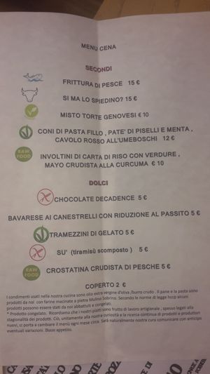 Menu at Soul Kitchen in Genoa