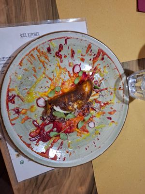 Tacos con avocado, verdure e maionese al miso at Soul Kitchen in Genoa