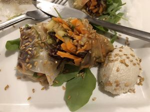 raw vegan rice paper rolls at Soul Kitchen in Genoa