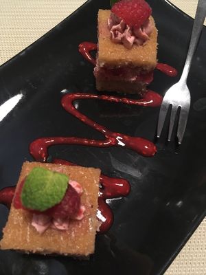 Barolo Chinato infused sponge cake with raspberry cream at Soul Kitchen in Genoa