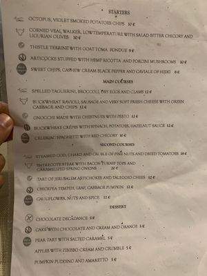 Menu at Soul Kitchen in Genoa