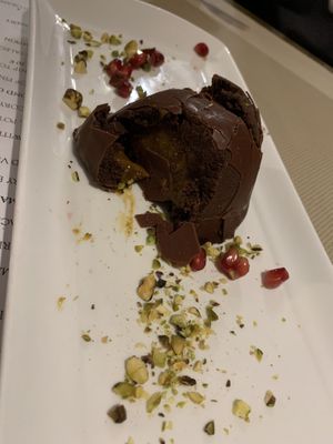 Raw vegan chocolate tart dessert (amazing!!!) at Soul Kitchen in Genoa