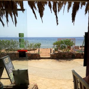 The view from the tables, also relax on the beach, chilled. at Marine Garden Camp in Dahab
