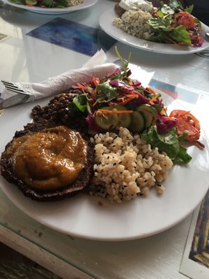raw beetroot burger  at Marine Garden Camp in Dahab