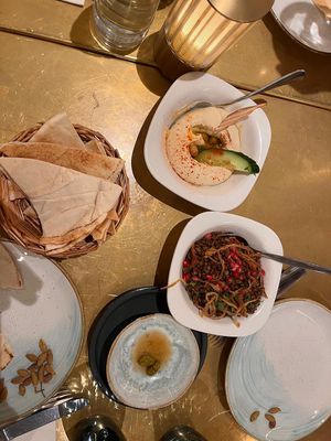 Lentil salad and humus  at O Liban in Brussels