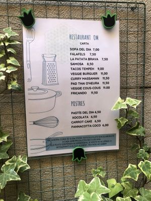 Menu at Om in Girona