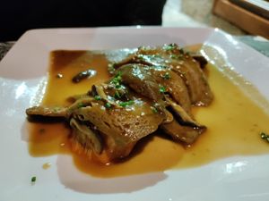 Seitan on sweet potato at Om in Girona