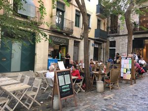 Outside seating area  at Om in Girona