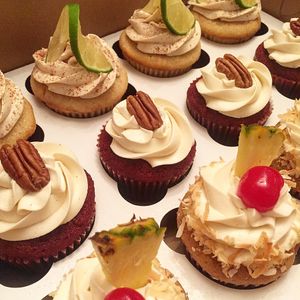 Variety Box of Cupcakes: Key Lime, Red Velvet, & Piña Colada at Free Birds Vegan Bakery in Decatur