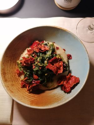 Broad beans and chicory with crusco pepper at Stano Ristorante Pizzeria in Matera