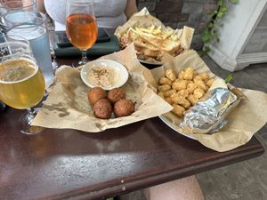 Vegan hush puppies, gyro and Reuben!!   at My Parents' Basement in Avondale Estates