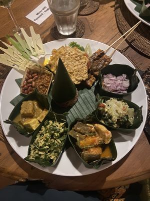 Nasi campur (a tempeh lovers dream)  at Miro's Garden Restaurant in Ubud