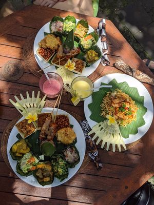 Nasi campur and mi goreng at Miro's Garden Restaurant in Ubud