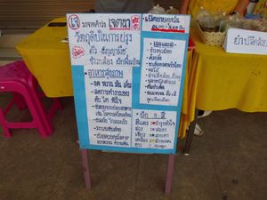 Signs. at Vegan Food Stall in Chumphon