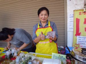 The owner. at Vegan Food Stall in Chumphon