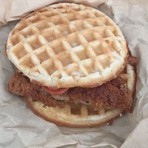 Chick’n and waffles  at Lord of the Fries - St Kevins Arcade in Auckland