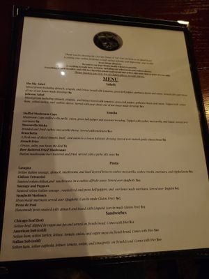 Menu1 at The Chicago House of Za in Chicago