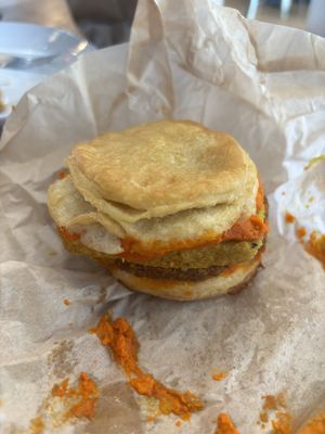 chorizo breakfast sandwich!  at Mud Pie Vegan Bakery and Coffee in Mission